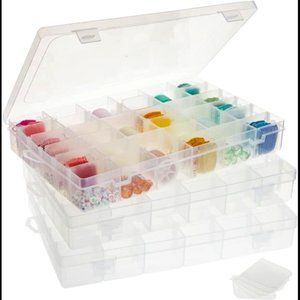 3 Pack Jewelry Organizer Box  Storage Craft Supplies (36 Compartments Each)